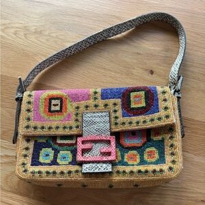 Vintage beaded Fendi baguette bag